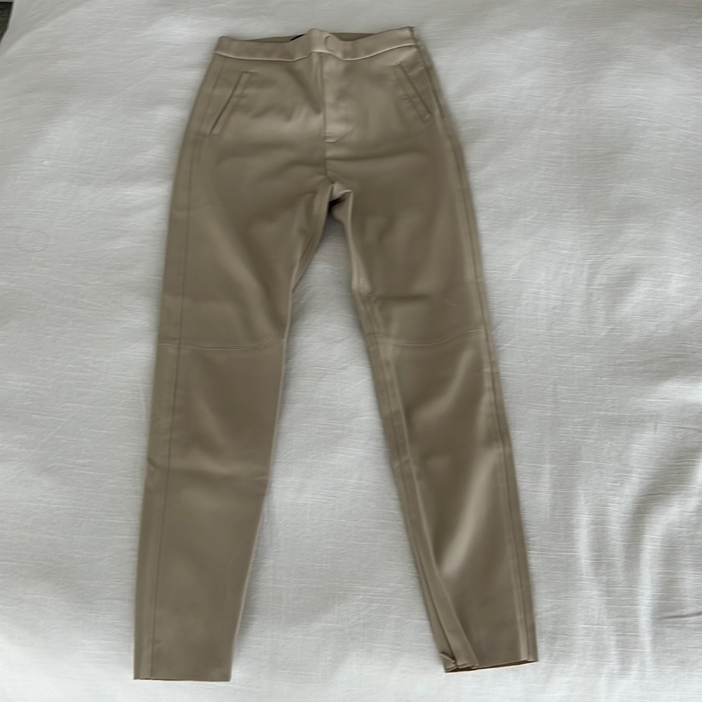 Zara cream leather leggings